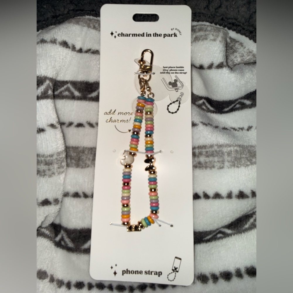 Disney Multicolor Pastel Beaded Key & Card Strap with Gold Accents